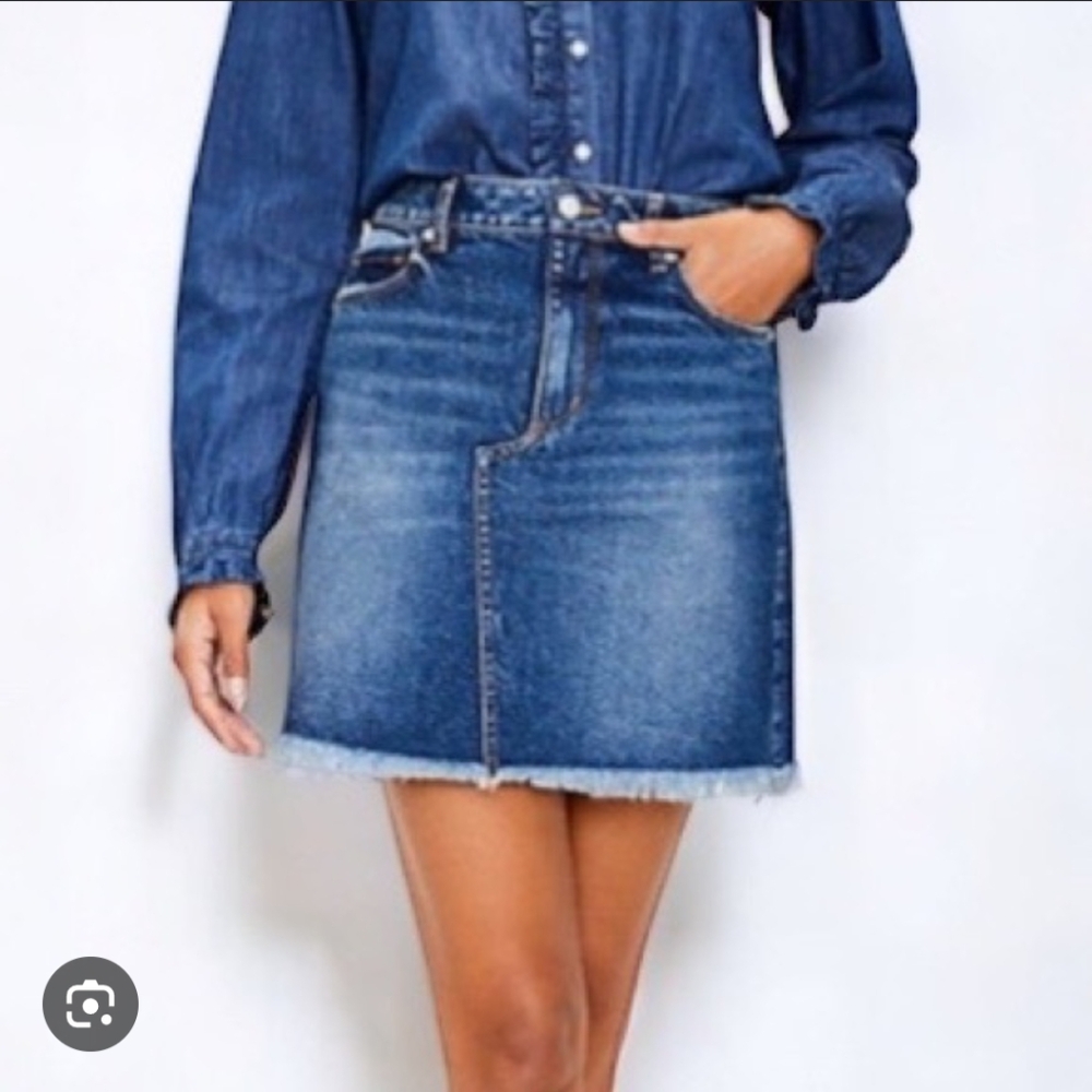 Loft frayed jean denim skirt
